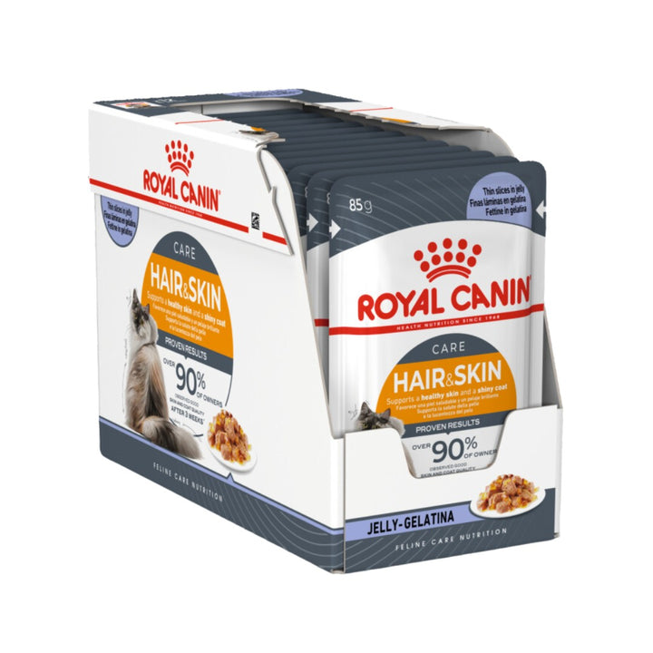 Royal Canin Hair &amp; Skin Care in Jelly Wet Cat Food: Supports healthy skin and coat. Full Box