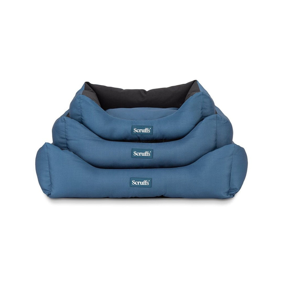 Scruffs Expedition Box Dog Bed – Water-Resistant and Durable Dog Bed for Outdoor Adventures - Color Blue Full Set