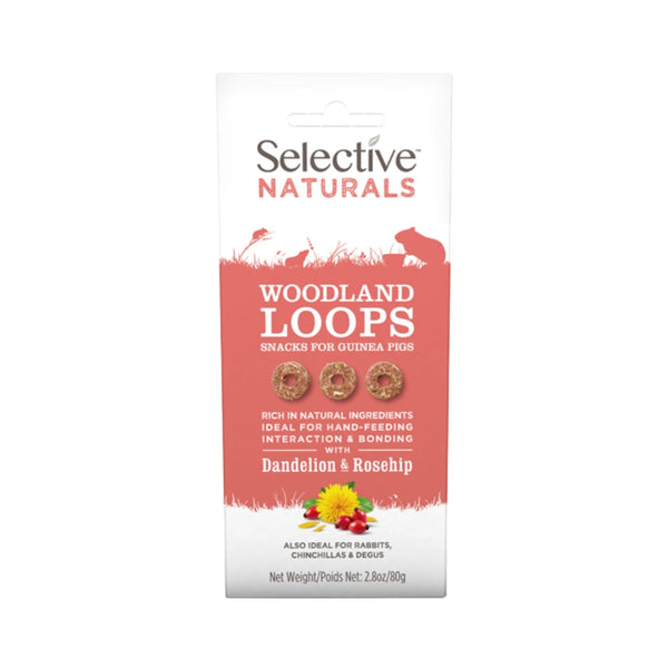 Supreme Selective Naturals Woodland Loops are delicious and nutritious treats for guinea pigs and rabbits With high fiber, no added sugars, and no artificial colors.