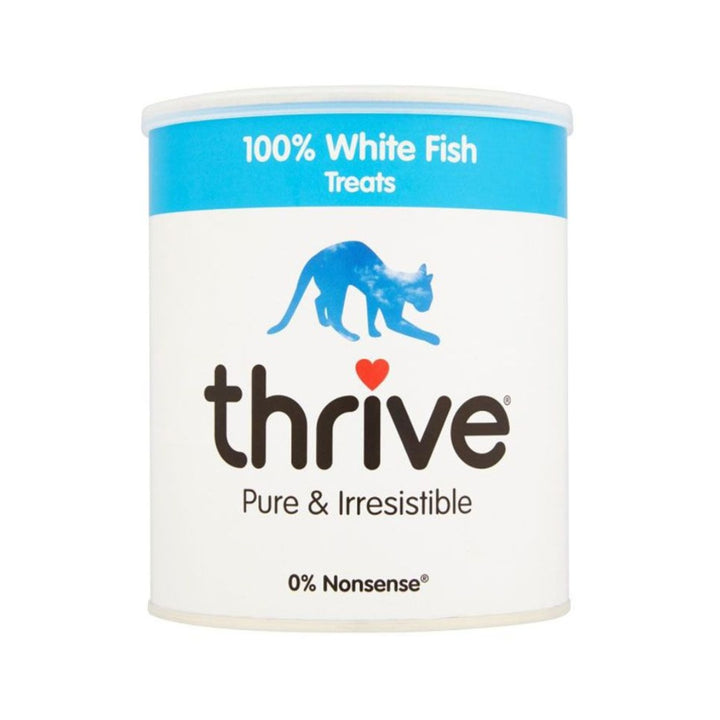 Thrive Cat Fish Treats - 15g and 110g packs of 100% real freeze-dried White Fish for cats.