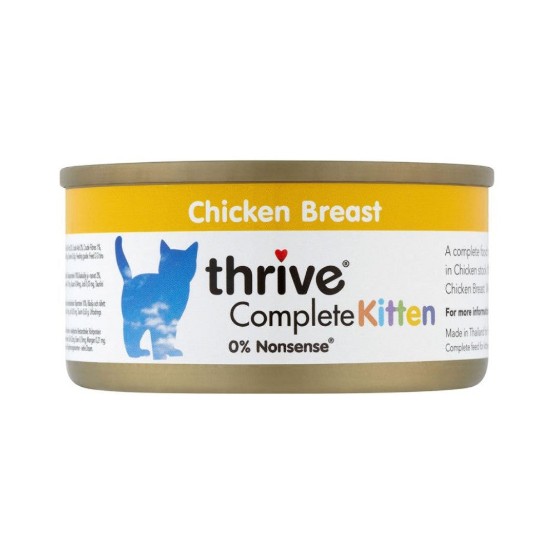 Thrive Complete Kitten Chicken Breast Cat Wet Food - Premium, natural chicken breast kitten food for healthy growth. Front Tin 