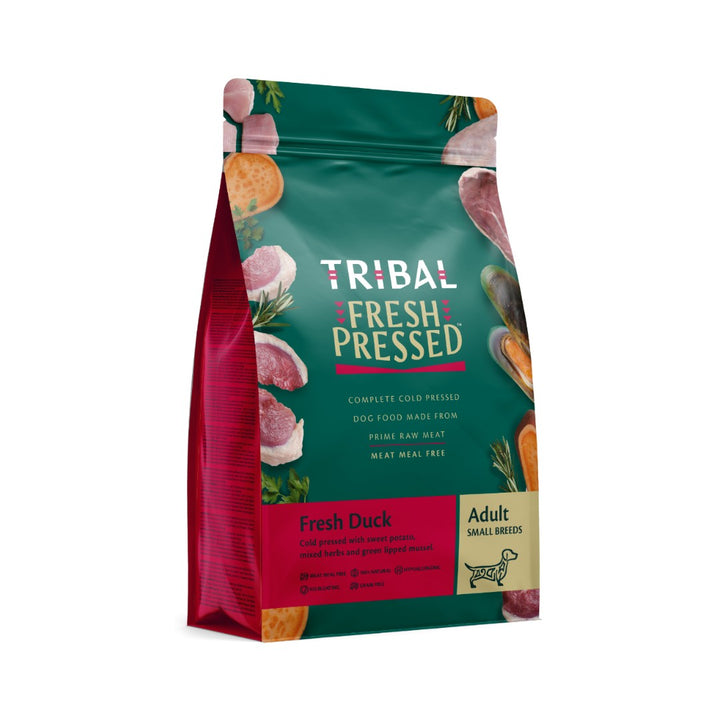 Tribal Fresh Pressed Complete Fresh Duck Adult Small Breed Dry Dog Food – 1.5kg bag.