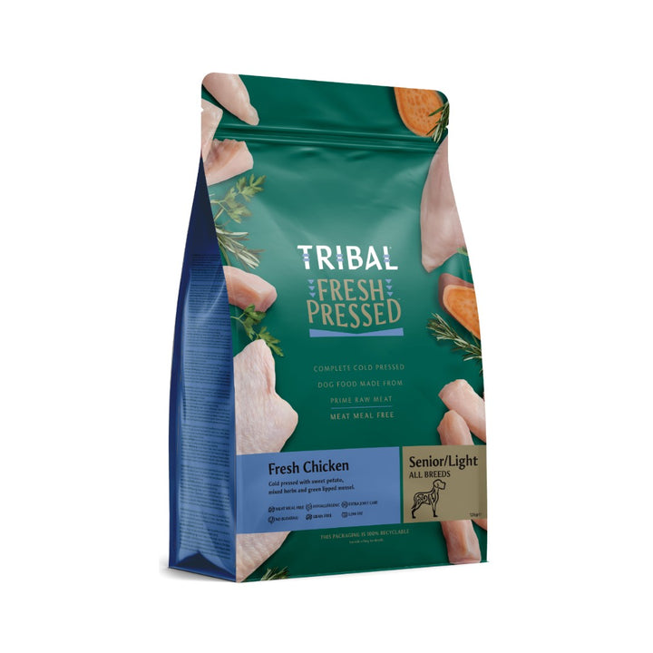 Tribal Fresh Pressed Complete Fresh Chicken Senior/Light Dry Dog Food – 2.5 kg and 12 kg.