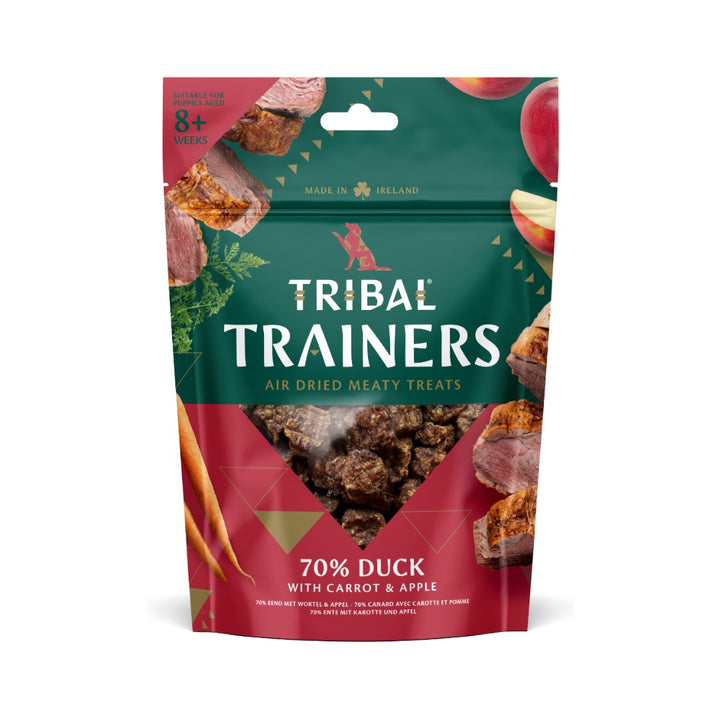 Tribal Trainers Duck Carrot & Apple Dog Treats in an 80g bag.