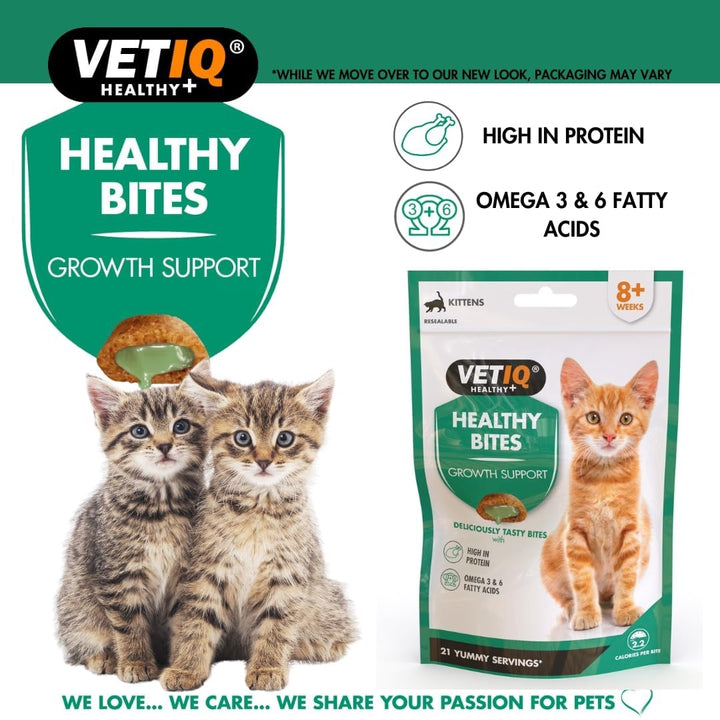VetIQ Healthy Bites Growth Support Treats for Kittens - Nutritious and Delicious Cat Treats - Benefits 