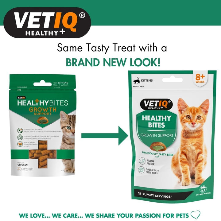 VetIQ Healthy Bites Growth Support Treats for Kittens - Nutritious and Delicious Cat Treats - New Look