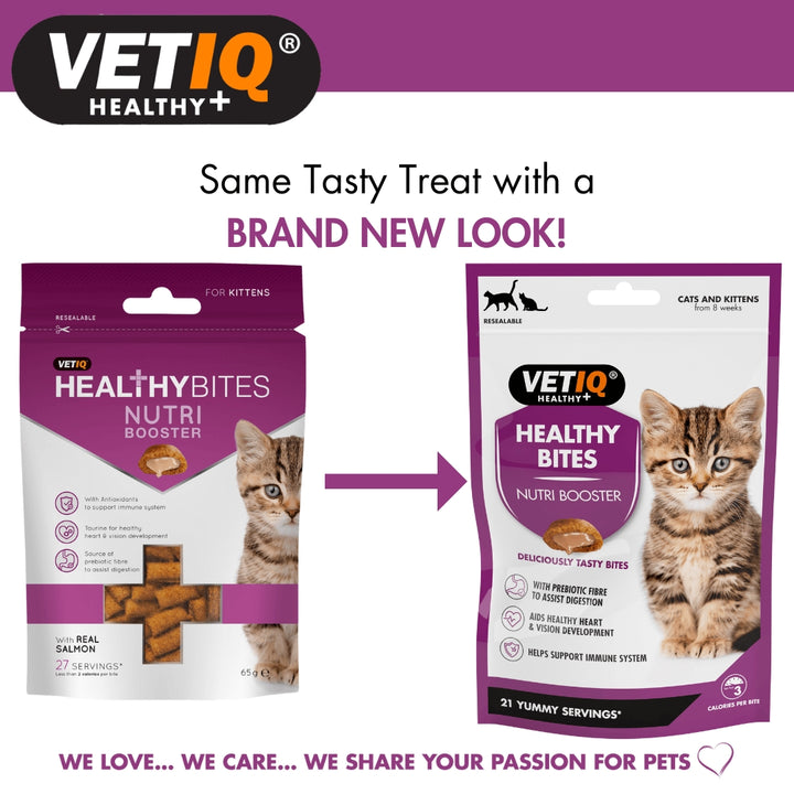 VetIQ Healthy Bites Nutri Booster Kittens and Cats Treats - Delicious and Nutritious Cat Treats - New Look