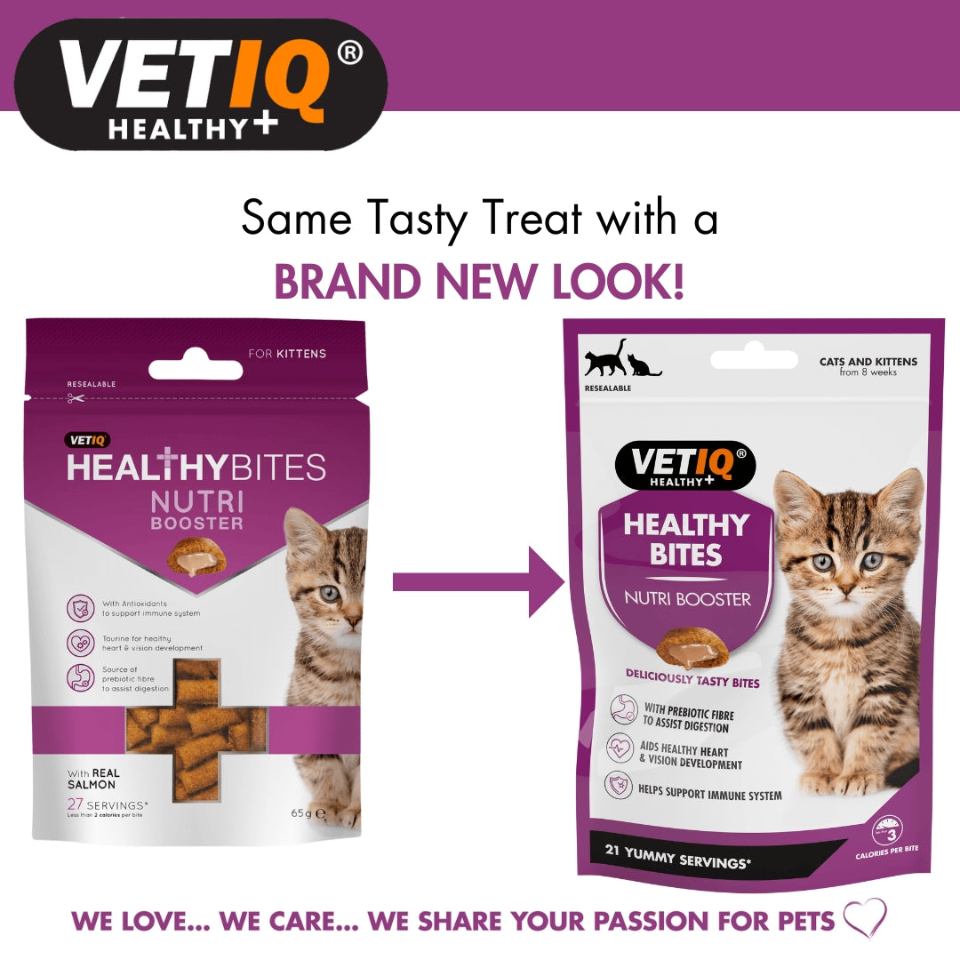 VetIQ Healthy Bites Nutri Booster Kittens and Cats Treats - Delicious and Nutritious Cat Treats - New Look