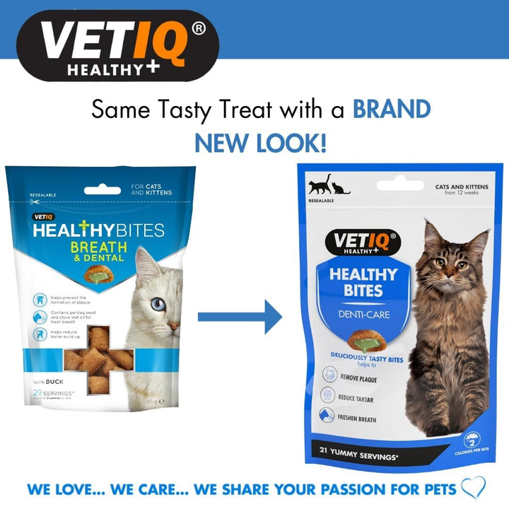 VetIQ Healthy Bites Denti-Care Treats for Cats - New Look