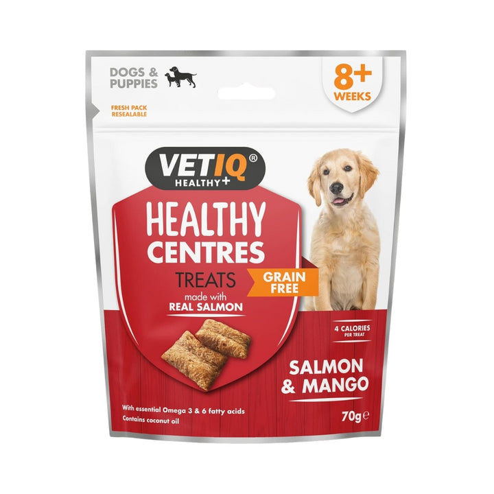 VetIQ Healthy Centres Salmon Mango Dog Treats - Front Bag