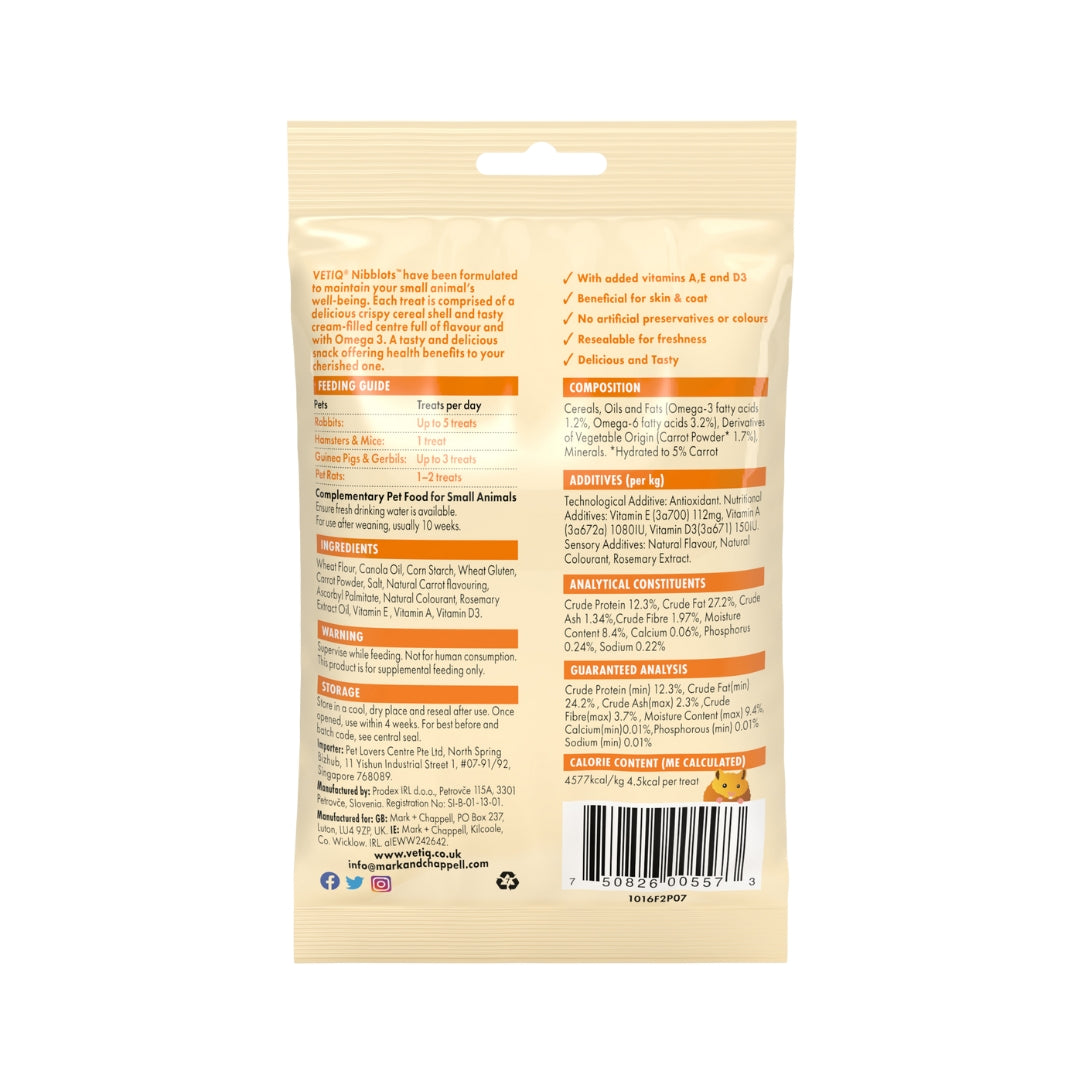 VetIQ Nibblots Carrot Small Animals Treats - Back bag