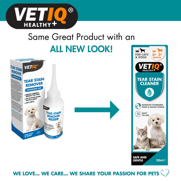 VetIQ Tear Stain Cleaner for Cats & Dogs - New Look