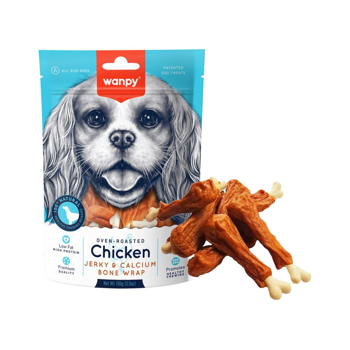 Wanpy Chicken Jerky and Calcium Bone Wrap Dog Treats 