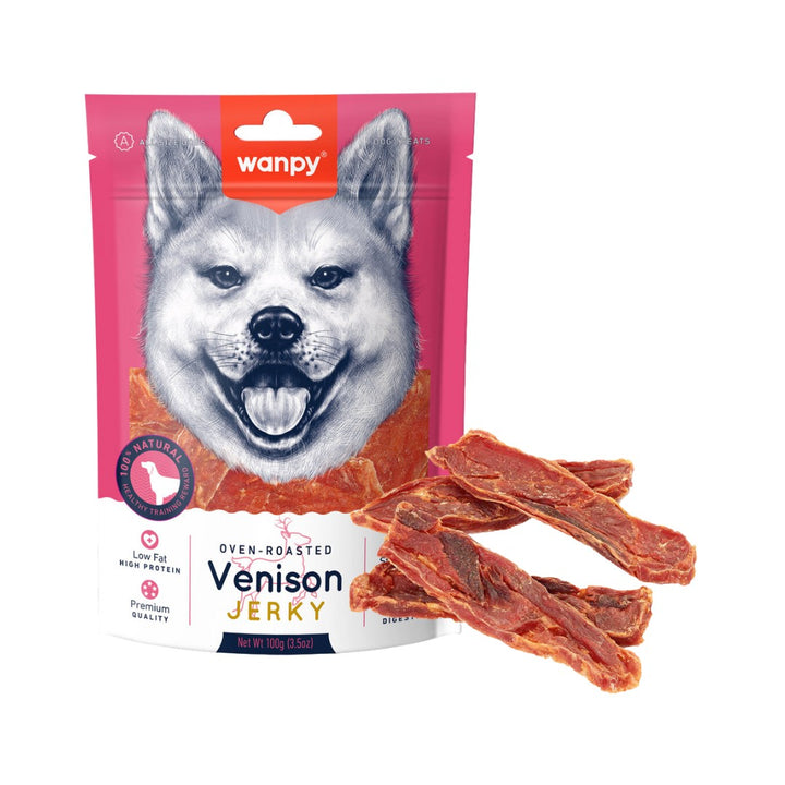 Wanpy Dry Venison Jerky Dog Treats! With a range of mouth-watering options, from biscuits to jerkies to freeze-dried treats, your furry friend will beg for more Full.