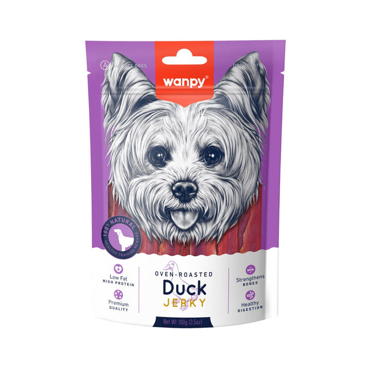 Wanpy Duck Jerky Dog Treats! Dogs love the delicious flavor of these treats, which come in various mouth-watering options, including biscuits, jerkies, and freeze-dried options.