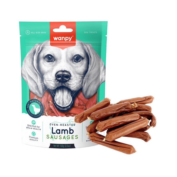 Wanpy Lamb Sausages is the perfect dog treat your furry friend will love, from mouth-watering biscuits to delicious jerkies and freeze-dried options - Full.