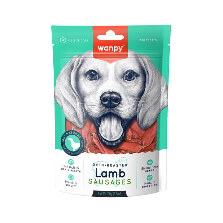 Wanpy Lamb Sausages Dog Treats - Front Bag