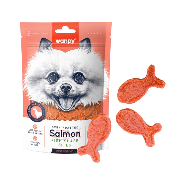 Are you looking for a tasty treat that your dog will love? Look no further than Wanpy Salmon Fish Shape Bites Dog Treats! These treats come in various flavors - Full.