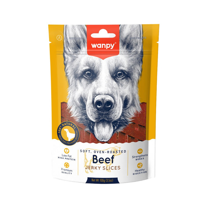 Wanpy Soft Beef Jerky Slices Dog Treats - a tasty snack dogs love! From mouth-watering biscuits to jerkies and freeze-dried treats.