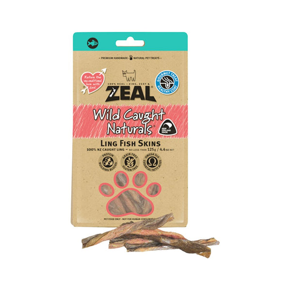 Zeal Ling Fish Skin 100% Dried New Zealand Ling Fish Skins are an excellent choice for cleaning your pet's teeth due to their rough texture. 