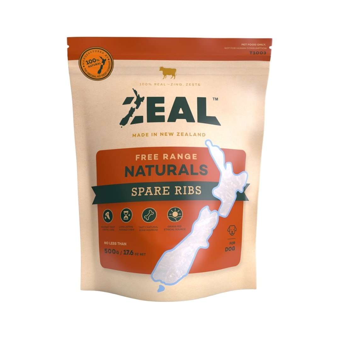 Zeal Spare Ribs Dog Treats 500g - front packaging