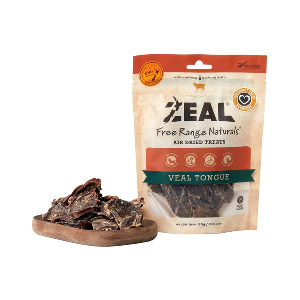 Zeal Veal Tongue Dog Treats. These treats are made from pure slices of veal tongue, which are low in fat and high in protein, making them an excellent choice for dogs of all ages and sizes.