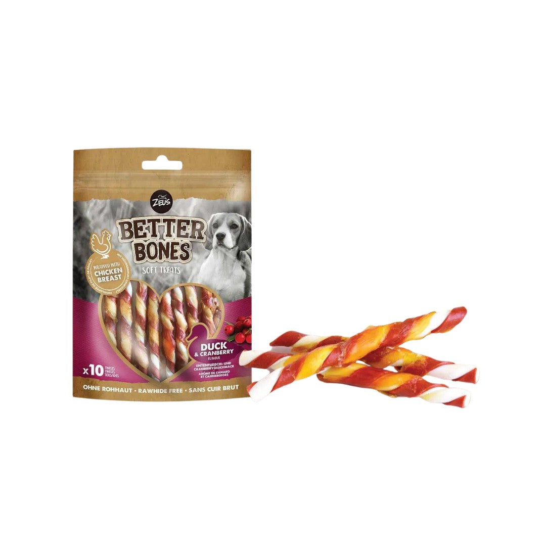 Zeus Better Bones Twists Duck & Cranberry Dog Treats
