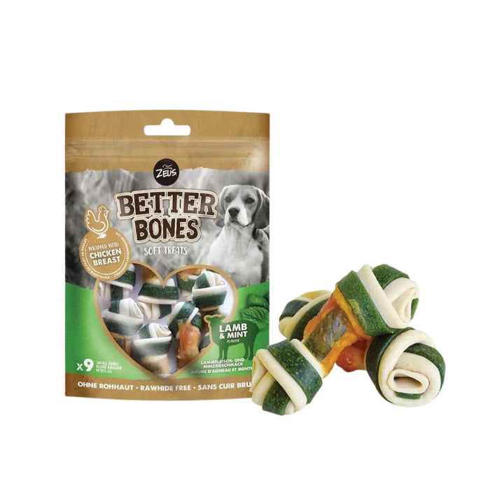 Zeus Better Bones Wrapped Lamb & Mint Dog Treats for a delicious and healthy snack that promotes good dental hygiene and is easy to digest Full.