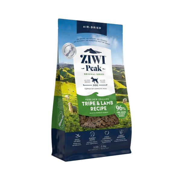 ZIWI® Peak Air-Dried Tripe & Lamb Recipe Dry Dog Food is a complete and balanced PeakPrey® recipe for any life stage, from puppies to seniors.