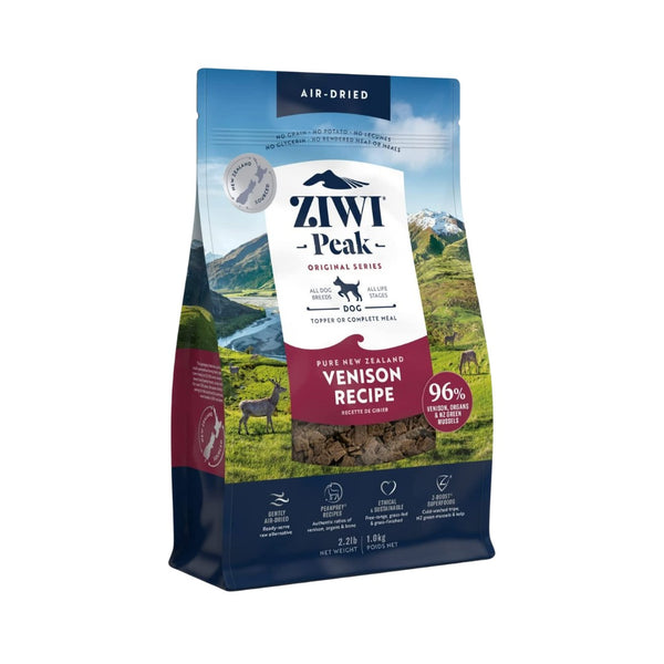Ziwi Peak Air-Dried Venison Dog Dry Food is a complete and balanced PeakPrey® recipe for any life stage 1kg.