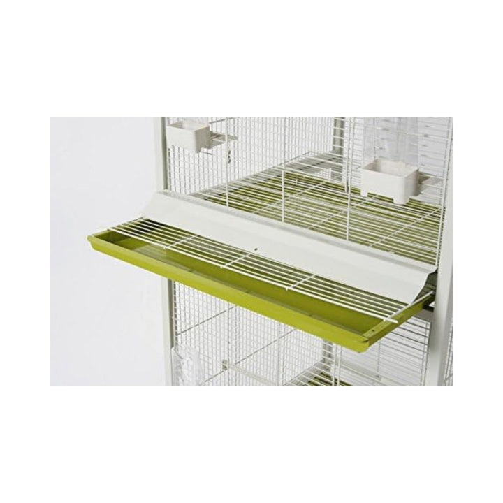 Bird aviary cage with soft colors and supplied accessories perfectly integrated to focus on the beauty of your bird. Hygienic and easy to clean, thanks to drawers Drawers.