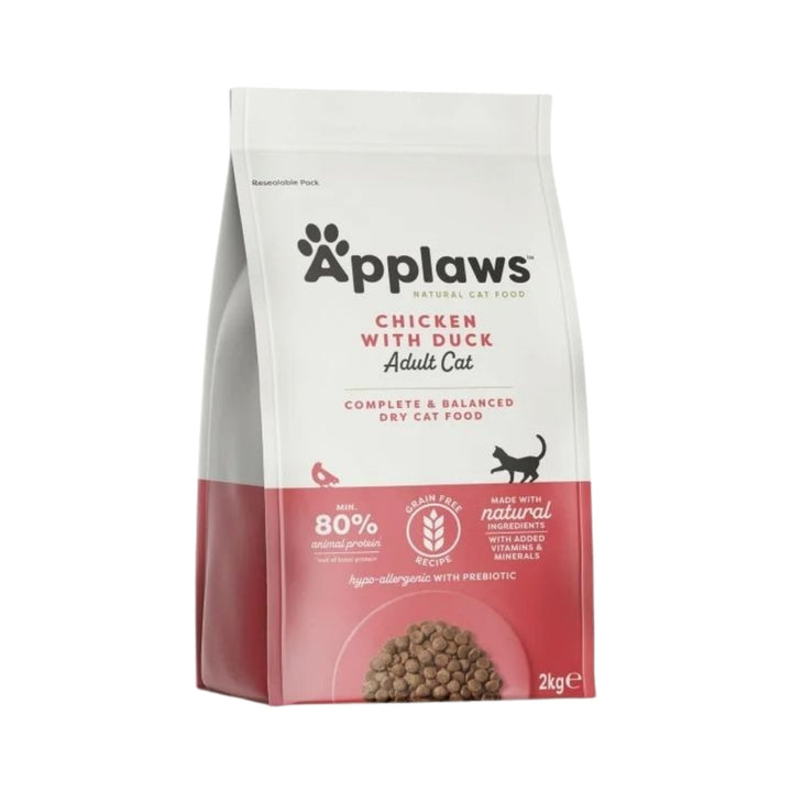Applaws Chicken & Duck Grain-Free Dry Cat Food - 80% Meat for Healthy Adult Cats (2kg Pack)