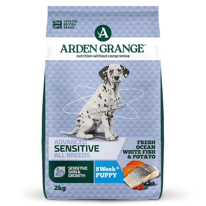 Arden Grange Advanced Sensitive All Breeds Puppy Fresh Ocean White Fish & Potato Dry Dog Food - 2 kg