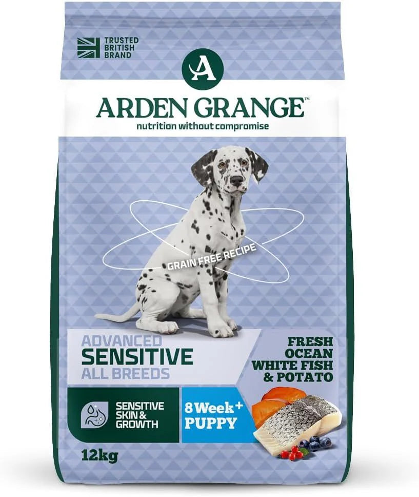 Arden Grange Advanced Sensitive All Breeds Puppy Fresh Ocean White Fish & Potato Dry Dog Food - 12 kg