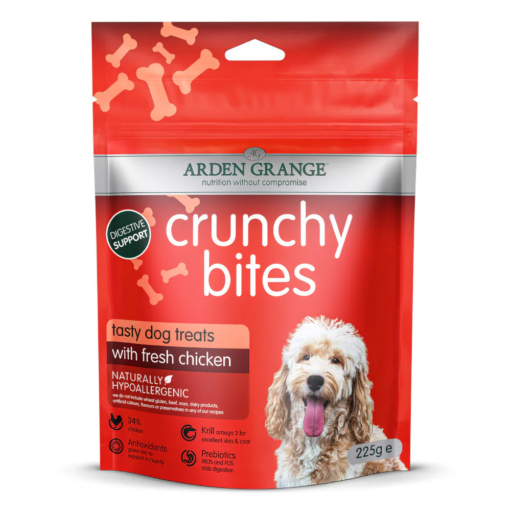 Arden Grange Crunchy Bites Chicken Dog Treats 225g - 225 g front packshot