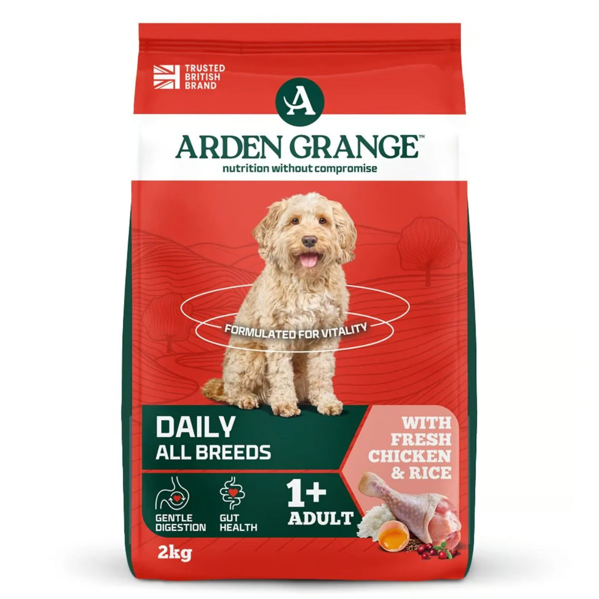 Arden Grange Daily All Breeds Adult Fresh Chicken & Rice Dry Dog Food - 2 kg