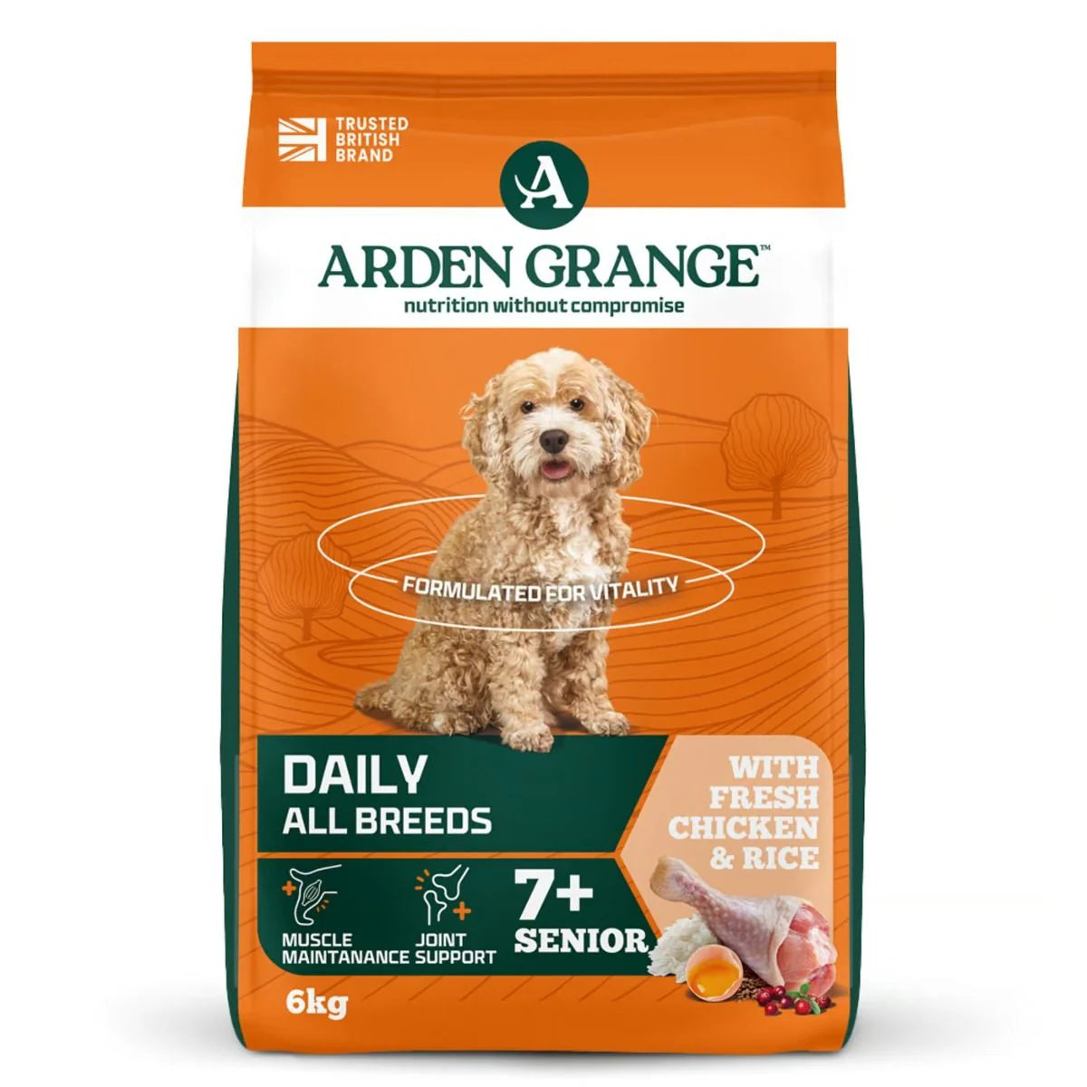 Arden Grange Daily All Breeds Senior with Fresh Chicken & Rice Dry Dog Food - 6 kg