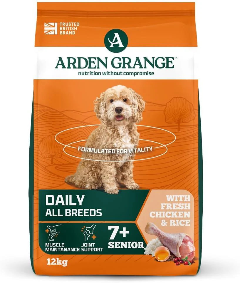 Arden Grange Daily All Breeds Senior with Fresh Chicken & Rice Dry Dog Food - 12 kg