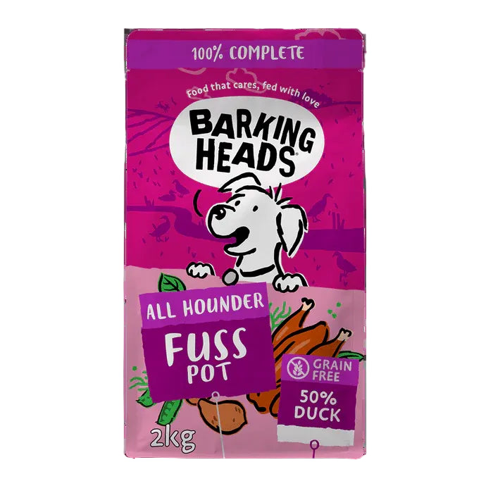 Barking Heads All Hounder Fuss Pot Duck Dry Dog Food — 2 kg front packshot