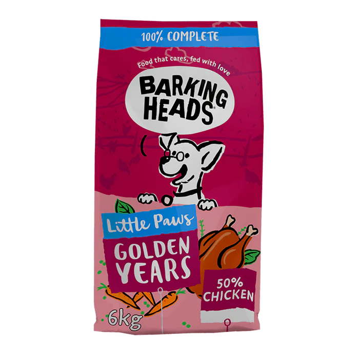 Barking Heads Little Paws Golden Years Chicken Dry Dog Food — 1.5 kg front packshot