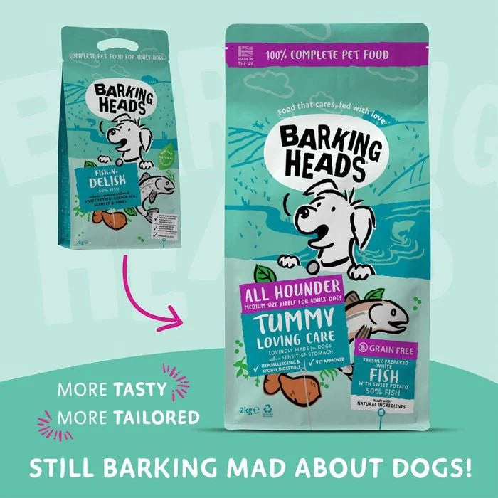 Barking Heads Tummy Loving Care Fish Dry Dog Food — 2 kg front packshot