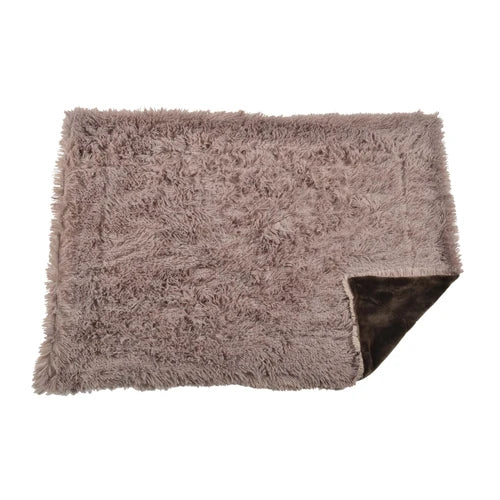 Bobby Plaid Furry Throw - Brown, Large