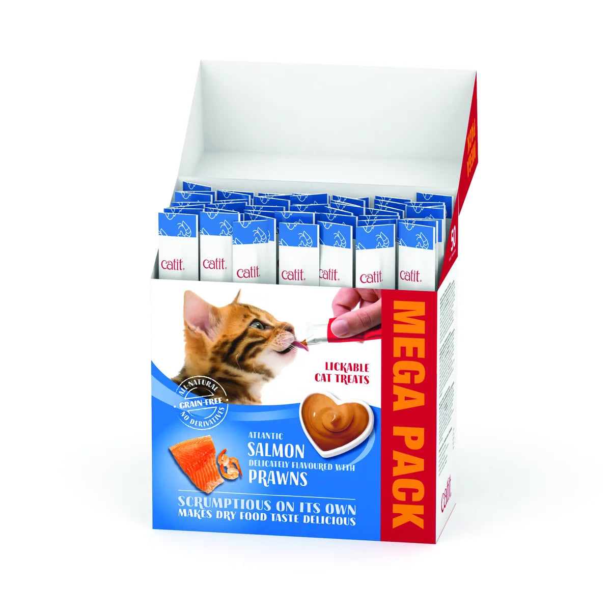 Catit Creamy Treats Mega Pack Salmon with Prawn, 50 tubes/box – 50 tubes/box additional product view 1
