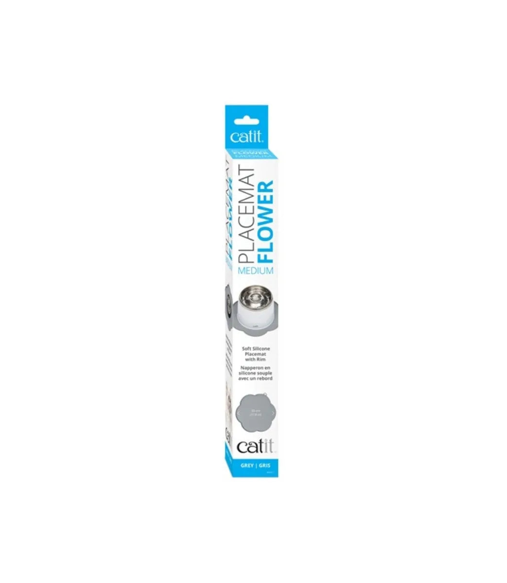 Catit Flower Cat Feeding Mat - Grey - front view