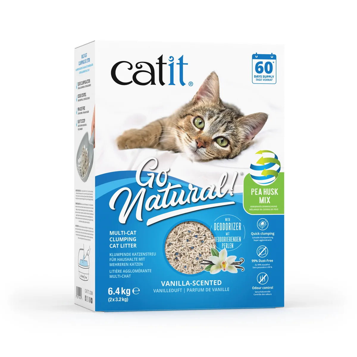 Catit Go Natural! Multi-Cat Clumping Cat Litter with Deodorizer, 2 x 3.2 kg (6.4 kg) – 2 × 3.2 kg main product image