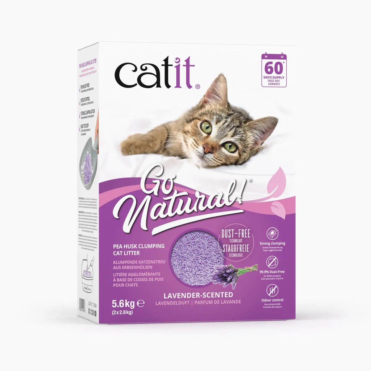 Catit Go Natural! Pea Husk Clumping Cat Litter, Lavender Scent 2 x 2.8 kg (5.6 kg) – 2 × 2.8 kg main product image