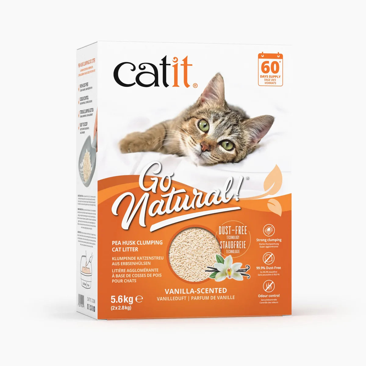 Catit Go Natural! Pea Husk Clumping Cat Litter, Vanilla Scent 2 x 2.8 kg (5.6 kg) – 2 × 2.8 kg main product image