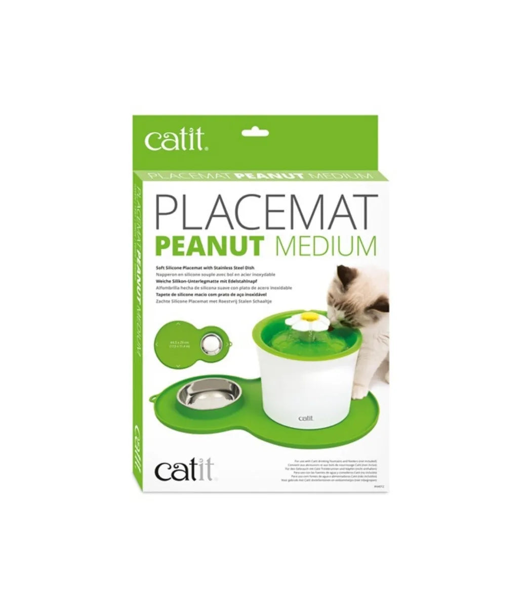 Catit Peanut Cat Feeding Mat - Green - front view