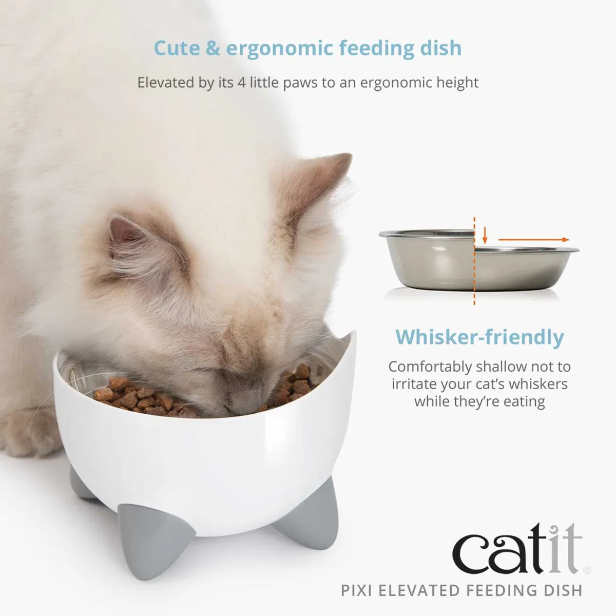 Catit Pixi Elevated Feeding Dish White – White additional product view 1