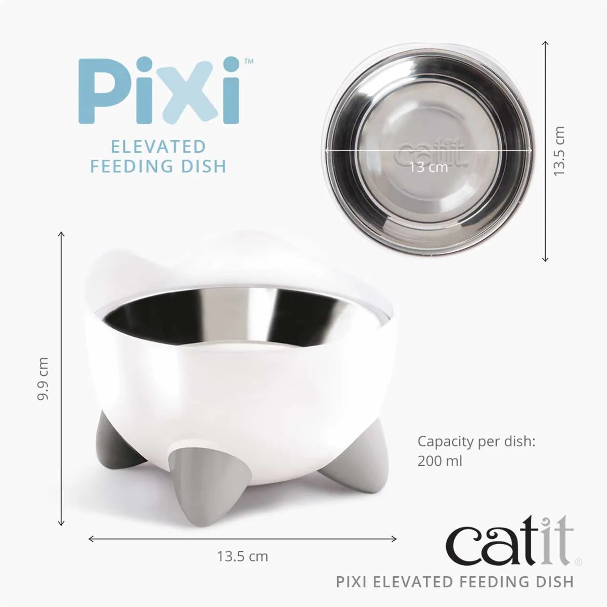 Catit Pixi Elevated Feeding Dish White – White additional product view 3